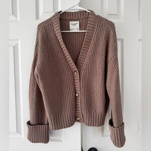 Abercrombie & Fitch Taupe Knit Cardigan Sweater